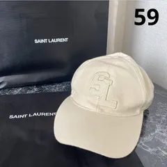 【喫煙臭あり】サンローラン 帽子 コットン SL ロゴ キャップ サイズ59 ホワイトのサムネイル