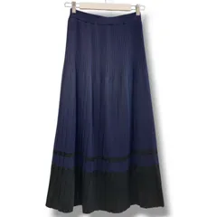 LOUNIE ルーニィ ロングバンドウォッシュ プリーツニットスカート サイズ FREE ネイビー NO 14133109 定価 28600円 マキシ丈 Aライン ストレッチ リブ シンプル レディース 秋 ゴーゴー古着マルイ草加店2340