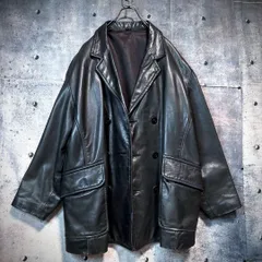 90s vintage oil Leather Peacoat Chester coat ヴィンテージ オイルレザージャケット レザーコート チェスターコート Pコート 革ジャン