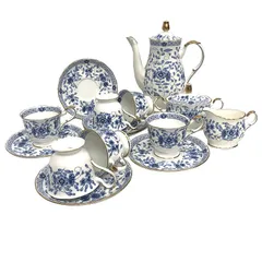 NARUMI　ナルミ　鳴海製陶　ミラノ　ボーンチャイナ　オールドミラノシリーズ　ティーセット　コーヒーセット　6客セット　シュガーポット　ミルクポット　ティーポット　カップ＆ソーサー　ヴィンテージ食器　アンティーク陶器　aq12201