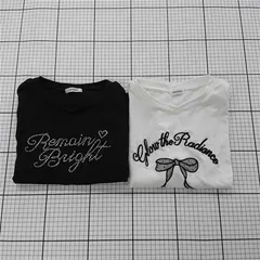 ◇ ⊂ 《 【イング INGNI】まとめ売り2点セット Tシャツ Mサイズ ブラック系/ホワイト系 ロゴプリント レディース 》 E  【1509300014636】