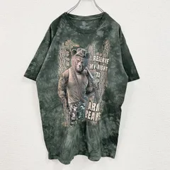 【3点以上まとめ買いで20%OFF】古着 used　THE MOUNTAIN　ザマウンテン　半袖プリントTシャツ　アニマルT　タイダイ　緑　グリーン　XL