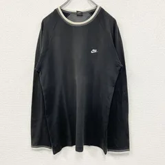 【3点以上まとめ買いで20%OFF】古着 used　NIKE　ナイキ　長袖Tシャツ/ロンT　ロゴ刺　黒　ブラック　Lサイズ