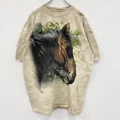 【3点以上まとめ買いで20%OFF】古着 used　THE MOUNTAIN　ザマウンテン　半袖プリントTシャツ　アニマルT　タイダイ　ベージュ　2XLサイズ