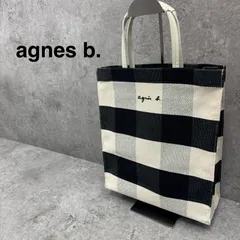 【美品】agnes b.　アニエスベー　スクエアトートバッグ　トートバッグ　ギンガムチェック　チェック　ブロックチェック　キャンバス　A4対応