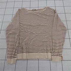 ◇ Θ 【ザラ ZARA】ボーダー柄 長袖 ニットカットソー ベージュ系 Mサイズ レディース E  【1510070011015】