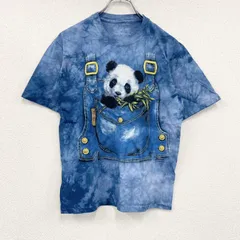 【3点以上まとめ買いで20%OFF】古着 used　THE MOUNTAIN　ザマウンテン　半袖プリントTシャツ　アニマルT　タイダイ　青　ブルー　XLサイズ