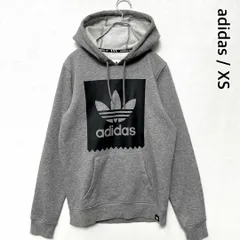 アディダスオリジナルス　スウェットパーカー　プルオーバー　トレフォイル　ビッグプリント　グレー　レディースS相当　adidas