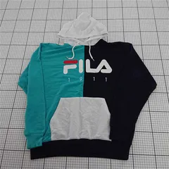 ◇ ⊇ 【フィラ FILA】FM4791 バイカラー パーカー フーディー メンズ 長袖 トップス ブラック系×ブルー系 Mサイズ E  【1510070012784】