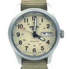【美品】SEIKO セイコー／セイコー5 4R36-13P0／自動巻き／裏スケ／ステンレス・キャンバス／シルバー・サンド・カーキ