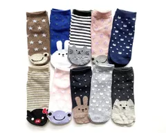 【在庫セール】ショート丈 靴下 薄手 夏用 くるぶし スニーカー ソックス ソックス かわいい 動物柄 レディース 23-25cm 10足セット（柄はお任せ）