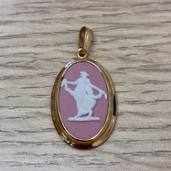 [Y1109]WEDGWOOD ウェッジウッド ジャスパー ピンク ネックレス トップ