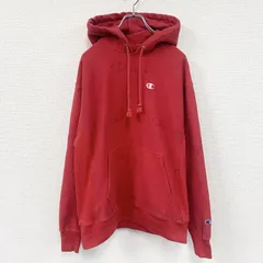 【3点以上まとめ買いで20%OFF】古着 used　00s　champion　チャンピオン　リバースウィーブ　スウェットパーカー/フーディ　モノグラム　ヴィンテージ　赤　レッド