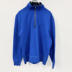 【3点以上まとめ買いで20%OFF】古着 used　Nautica　ノーティカ　ハーフジップスウェット　青　ブルー　Lサイズ