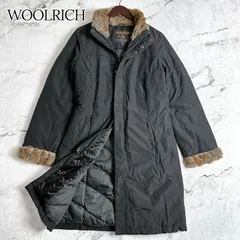 WOOLRICH ボルダーコート ダウンコート L ブラック 黒 ファー付き ラビットファー 内側キルティング 袖口ファー