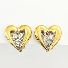 ニナリッチ　ハートデザインストーンイヤリング　ゴールド