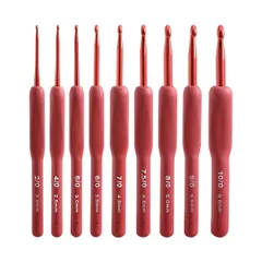 【人気商品】手作り 手芸 編み物 鍵針 編み針 クラフトアクセサリー 9サイズ かぎ針編み セーター 2mm(B)-6mm(N) マフラー セット 9本 初心者用 かぎ針