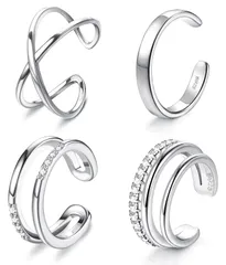 【新着商品】人気 ノンホールピアス レディース 両耳 シンプル イヤリング軟骨 フェイクピアス イヤリング 4個入り シルバー925 イヤーカフ イヤーカフ 金属アレルギー対応 痛くない JeryWe ピアス 男女兼用