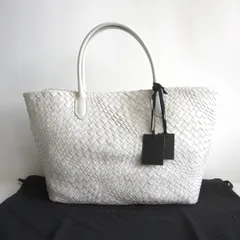 【未使用品】FALORNI 【イントレチャート レザー トートバッグ 】 ホワイト メッシュ ファロルニ 25110042