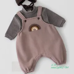 ロンパース ベビー服 オーバーオール セット セットアップ にじ ベビーギフト 。送料無料 寝相アート お出かけ 無料ラッピング 出産祝い 長袖 秋冬 nee2g902784