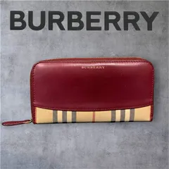 ★ BURBERRY バーバリー　 ノバチェック ラウンドファスナー　長財布 ワインレッド