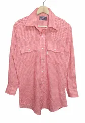70s Levi’s USA製 ギンガムチェック ウエスタンシャツ レッド Mサイズ