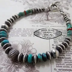 インディアンジュエリー ブレスレット ターコイズ コーラル ハンドメイド シルバー925 INCA　kingmansleep-blace