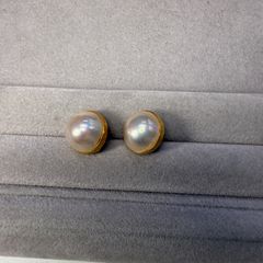 展示会級】極濃ゴールド 南洋真珠 ピアス 13.2mm 大粒 フレンチレトロ 