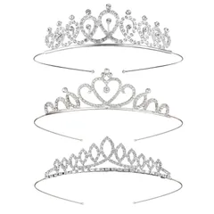【人気商品】花嫁 大人 キッズ 写真撮影 ヘッドバンド ヘアアクセサリー ヘアバンド 女の子 記念日 髪飾り クラウン キラキラ 誕生日 おしゃれ カチューシャ 3点セット 結婚式 子供 王冠 ティアラ