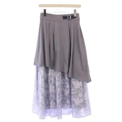 アクシーズファム axes femme オパール切替スカート フレア マキシ ロング アシンメトリー 花柄 F 水色 ライトブルー CI291X34 /BB