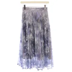 マイストラーダ Mystrada マーブルプリーツスカート フレア ミモレ ロング レース 34 水色 ライトブルー グレー 30237520 /BB