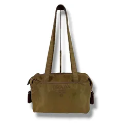 PRADA プラダ　ミニトートバッグ　タッセルチャーム　フリンジ　テスートナイロン　カーキ　グリーン