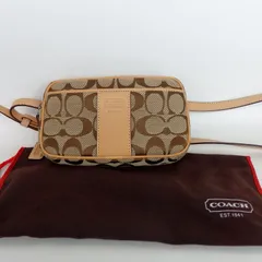 【COACH】コーチ シグネチャー ウエストポーチ ボディバッグ ミニ ブラウン キャンバス レザー レディース【未使用品】5-5 41804