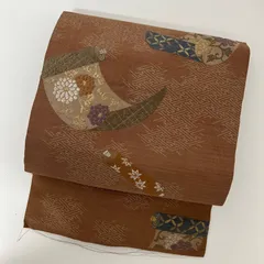 アンティーク名古屋帯 正絹 風合い良い 巻物 花唐草 九寸 MA-769