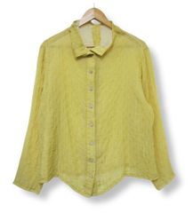 鬼レア ISSEY MIYAKE シャーリングプリーツ リネンシャツ レディース 