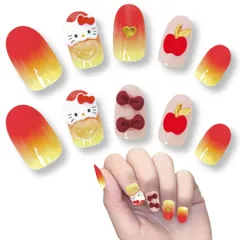 新品 サンリオ キャラクター ネイルチップ ハローキティ 貼って剥がせる 立体 24枚入り ショート グラデーション ストーン ネイルシール おしゃれ 女の子 人気 ネイル 剥がせる