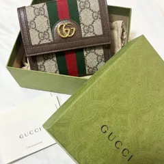 【送料無料】【美品】GUCCI/グッチ/二つ折り財布/ウォレット/サイフ/シェリーライン/レザー/ほぼ新品/未使用/箱付き