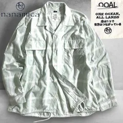 nanamica ナナミカ PALAKA Check Shirt コットン混 ブロード パラカチェック柄 オープンカラー 開襟 長袖 シャツ S25SG024 定価3.6万 コーラルグリーン M ▲058▼50919w10