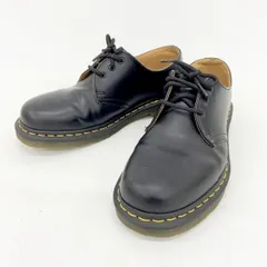Dr.Marten ドクターマーチン 1461 3ホール シューズ 革靴 スムースレザー イエローステッチ 通勤 通学 メンズ UK7 ブラック 靴 DF17256■