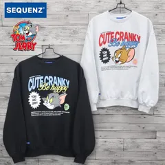 新品 トムとジェリー TOM&JERRY スウェット トレーナー 裏起毛 プリント トムジェリ トム ジェリー キャラクター グッズ シークエンズ コラボ ユニセックス メンズ レディース グレー ブラック 25370901