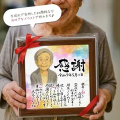 【基本コース】お好きな似顔絵イラストで作る 名前詩・ポエム ｜ 額縁入り ｜  還暦・古希・喜寿・傘寿・米寿・卒寿・退職祝い・金婚式・誕生日・敬老の日