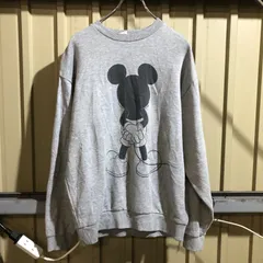711 Disney Mickey Mouse トレーナー グレー XS ディズニー ミッキーマウス スウェット プリントロゴ 古着卸 アメリカ仕入