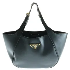 PRADA (プラダ) 三角プレート トートバッグ ハンドバッグ ブラック ゴールド金具 レザー 1BG483