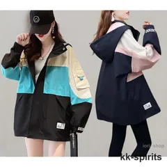 マウンテンパーカー 配色 フード付き おしゃれ 可愛い ゆったり 防風 防寒 ジャケット レディース アウター 秋冬 長袖 ス カジュアル ミデ