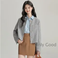 ツイードジャケット レディース ジャケット 秋 春 ノーカラージャケット キレイめ ツイード アウター ショート 通勤 レトロ フレンチ風 金