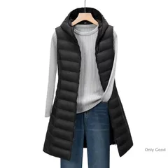 ウルトラライトダウンベスト レディース インナーダウン ロング丈 ライトダウン 軽量 防風 保温 防寒 撥水 秋冬 コートインナー アウター