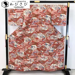 小紋 絞り柄 花模様 蝶々 縮緬 K-5489