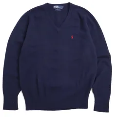 90s Polo by Ralph Lauren ポロバイラルフローレン ラムウール Vネックニット セーター lamb wool ネイビー 紺色 90年代