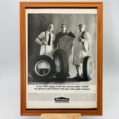 ビンテージ 広告 ポスター 『 B.Fグッドリッチタイヤ 』 フレーム付 ※貴重な当時物 1960's オリジナル アメリカ ヴィンテージ 輸入雑貨 アドバタイジング レトロ( AZ1259 )