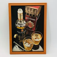 ビンテージ 広告　ポスター　　『 ワンハンドレッドパイパーズウイスキー 』　フレーム付　※貴重な当時物 1960's　オリジナル アメリカ　ヴィンテージ 輸入雑貨　アドバタイジング レトロ( AZ1459 )